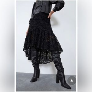 Zara high low contrast ruffle skirt